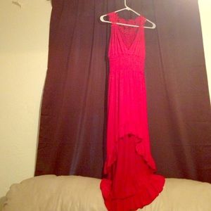 Red hi low party dress!💃 Deep V neckline.