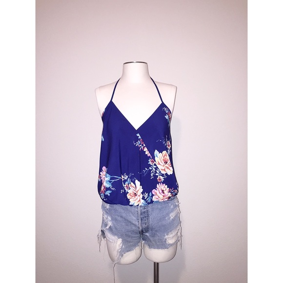 Tops - Surplice Wrap Woven Halter Top