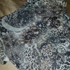 Style & Co blouse Leopard metal accents