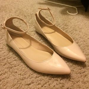 Zara Nude Mary-Jane Pointy Flat