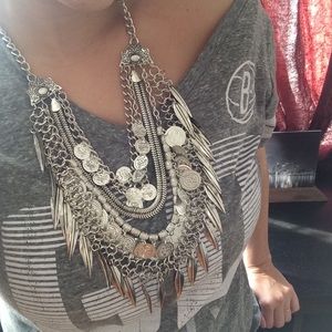 Silver Layered Statement Necklace