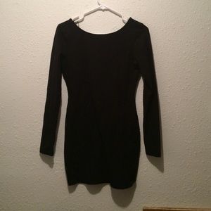 F21 black bodycon criss-cross back dress