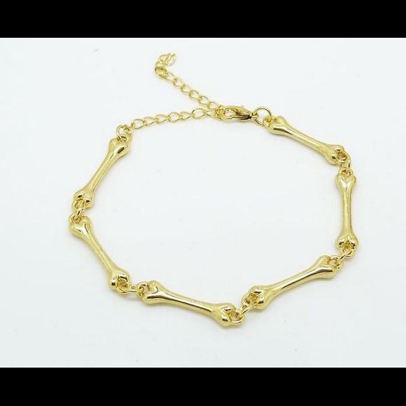 Silver or gold bone charm bracelet