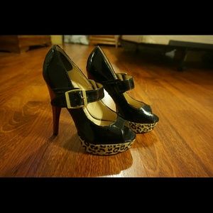 Steve Madden Red black & cheetah Mary Jane pumps