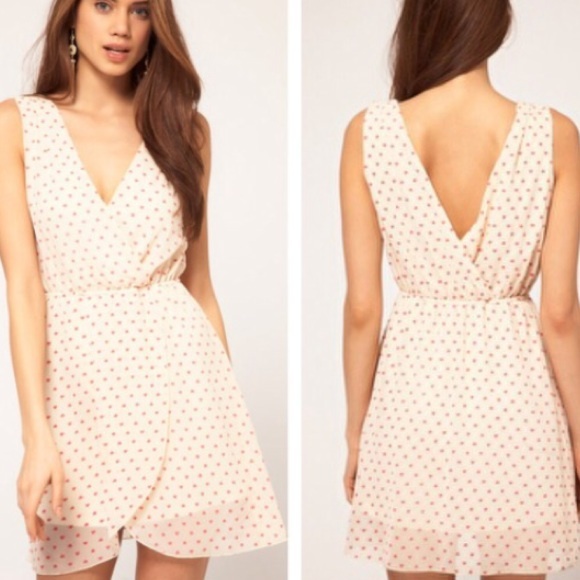 ASOS Wrap Front Heart Print Dress