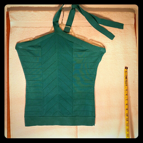 Cache Tops - Cache: Emerald green Halter Top