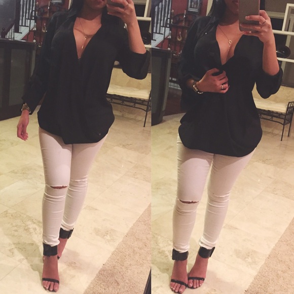 Black longsleeve high and low top