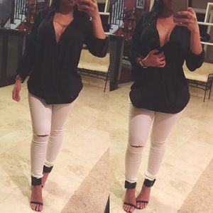 Black longsleeve high and low top