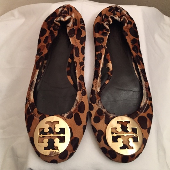 Tory Burch Reva Leopard Flats, Size 7