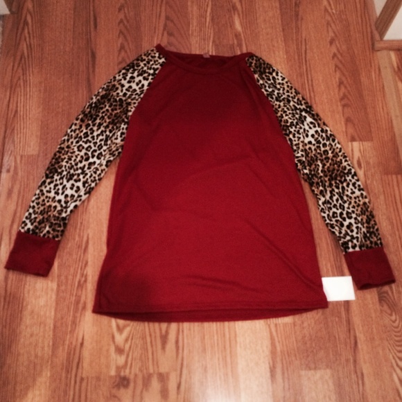 Burgundy Leopard/Cheetah Sweater