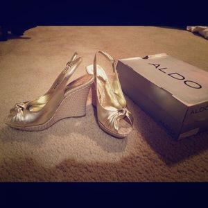 Aldo brand gold color wedges