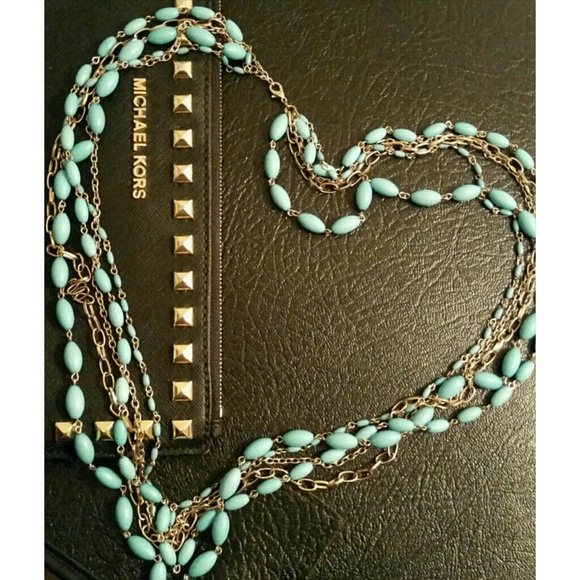 🎉HP🎉 Turquoise Necklace Beaded Long Statement - Picture 2 of 4