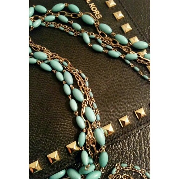🎉HP🎉 Turquoise Necklace Beaded Long Statement - Picture 3 of 4
