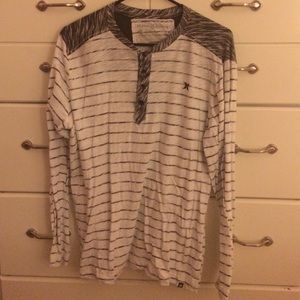 men's Hurley white & grey striped long sleeve