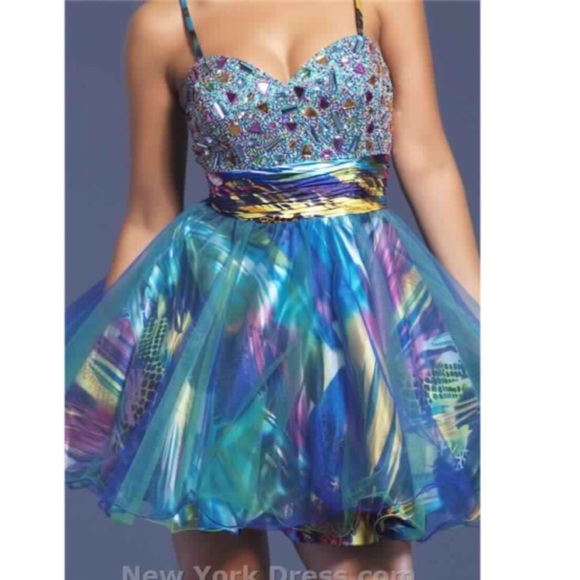 multicolored cocktail dress - Picture 1 of 4