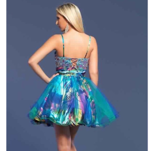 multicolored cocktail dress - Picture 3 of 4