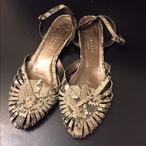THEORY Leather Snakeskin Flats