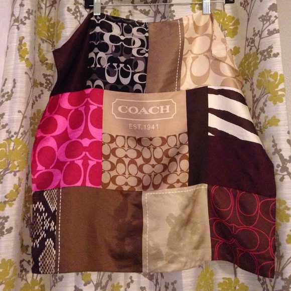 Cute Silk Coach Patchwork Square Scarf