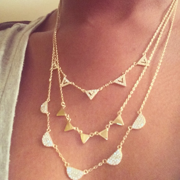 Stella & Dot Gold Pave Chevron necklace