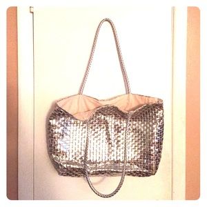 Large Metallic Silver Tote Bag