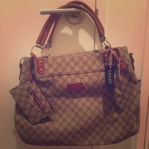 Gucci Brown and Beige Handbag