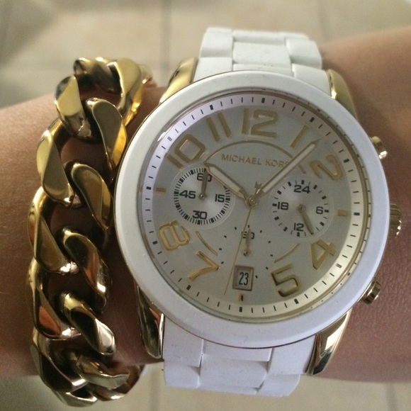🚫SOLD🚫 thru Pa ypal! MK White & Gold Watch ⌚️ - Picture 4 of 4