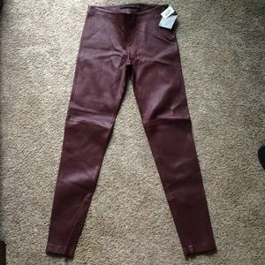 Victoria Beckham Burgandy leather pants