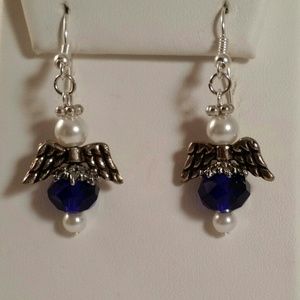 Sapphire crystal angel earrings. Hypoallergenic