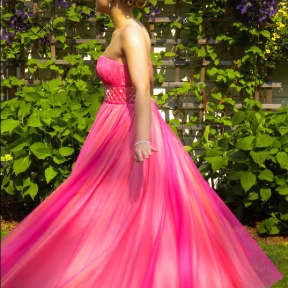 Gorgeous tulle and beaded strapless prom gown