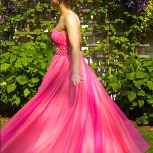 Gorgeous tulle and beaded strapless prom gown
