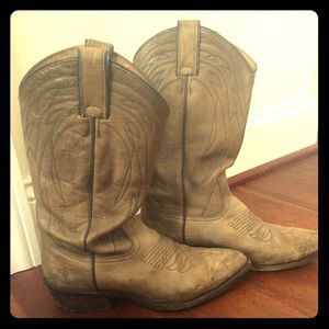 Frye "Billy pull on" grey leather cowboy boots