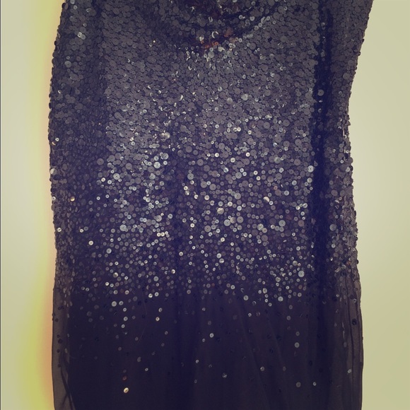 DKNY Black Sequined A-Line Skirt