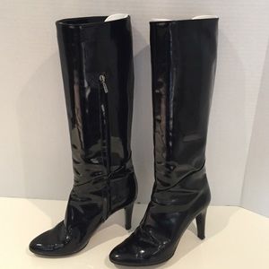 Jimmy Choo black patent leather high boots 37.5