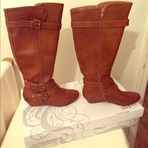 High brown boots