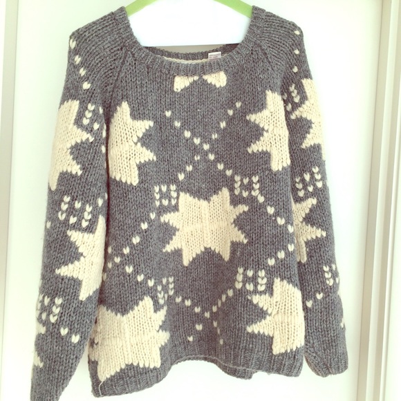 Gray and Ivory Star Wool Sweater - Picture 1 of 2