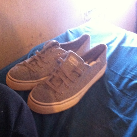 Grey and white Keds