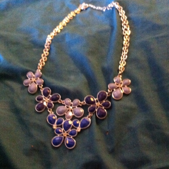 Blue flower statement necklace