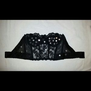 Mirror and stud and lace embellished bustier.