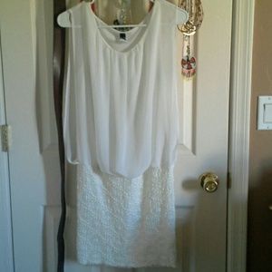All White Bodycon, Chiffon Dress