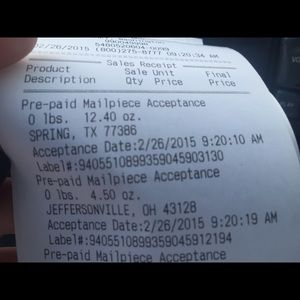 Shipping label for bling tee and VS sweater