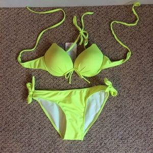 Neon Yellow Push Up Bikini