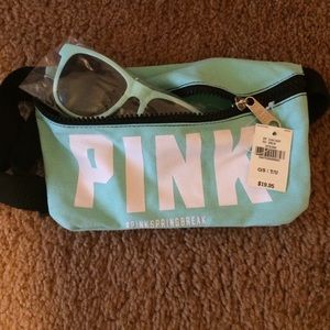 PINK fanny pack and sunglasses