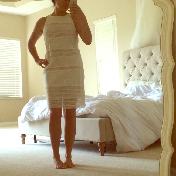 Linen eyelet shift dress NWT