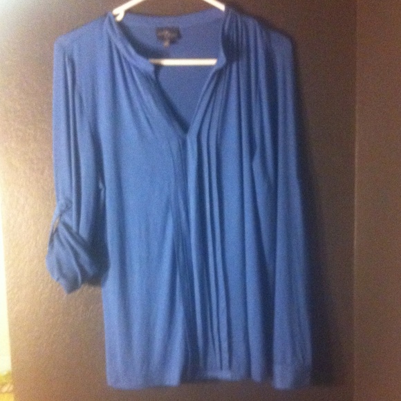 Market & spruce blue long sleeve blouse top size m