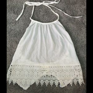 White lace detailed halter top