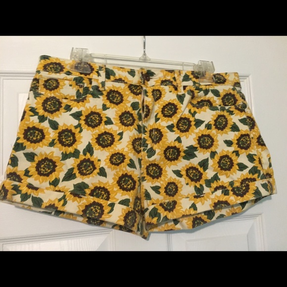 Sunflower printed denim shorts
