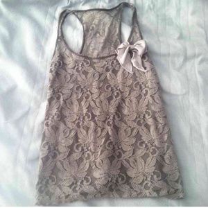 Hollister grey lace tank top