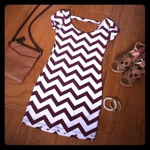 Charlotte Russe maroon and white chevron dress
