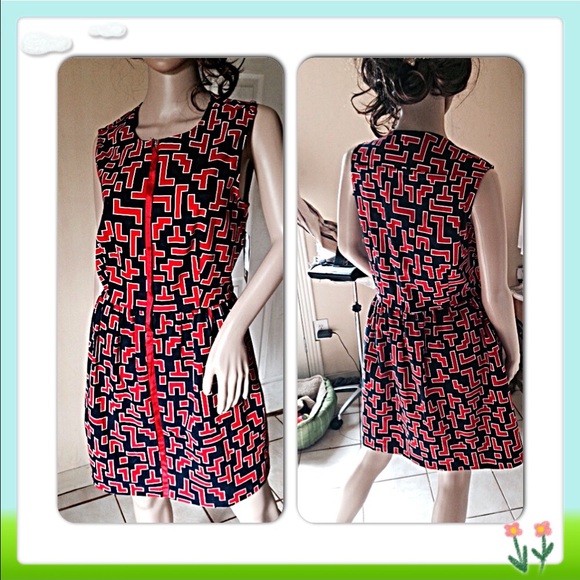 Fashion Star Black Red Printed Sleeveless Dress