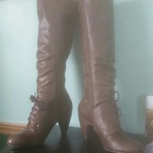 Brown knee high boots